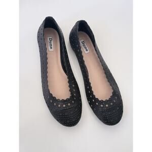 Dune London Harlows Ballet Flat Women Size 40 Black Scalloped Comfort Sz 10